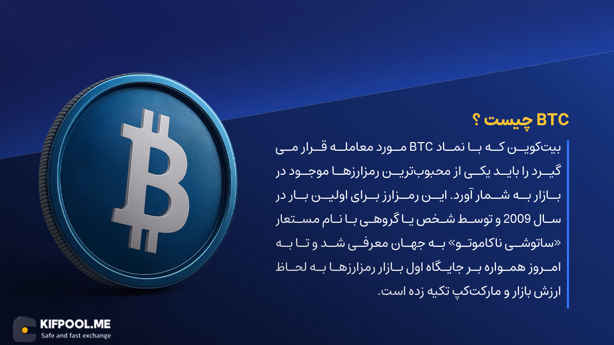 ارز دیجیتال BTC چیست؟ | خرید و فروش ارز Bitcoin | خرید سریع ارز بیت کوین | صرافی ارز دیجیتال کیف پول من
