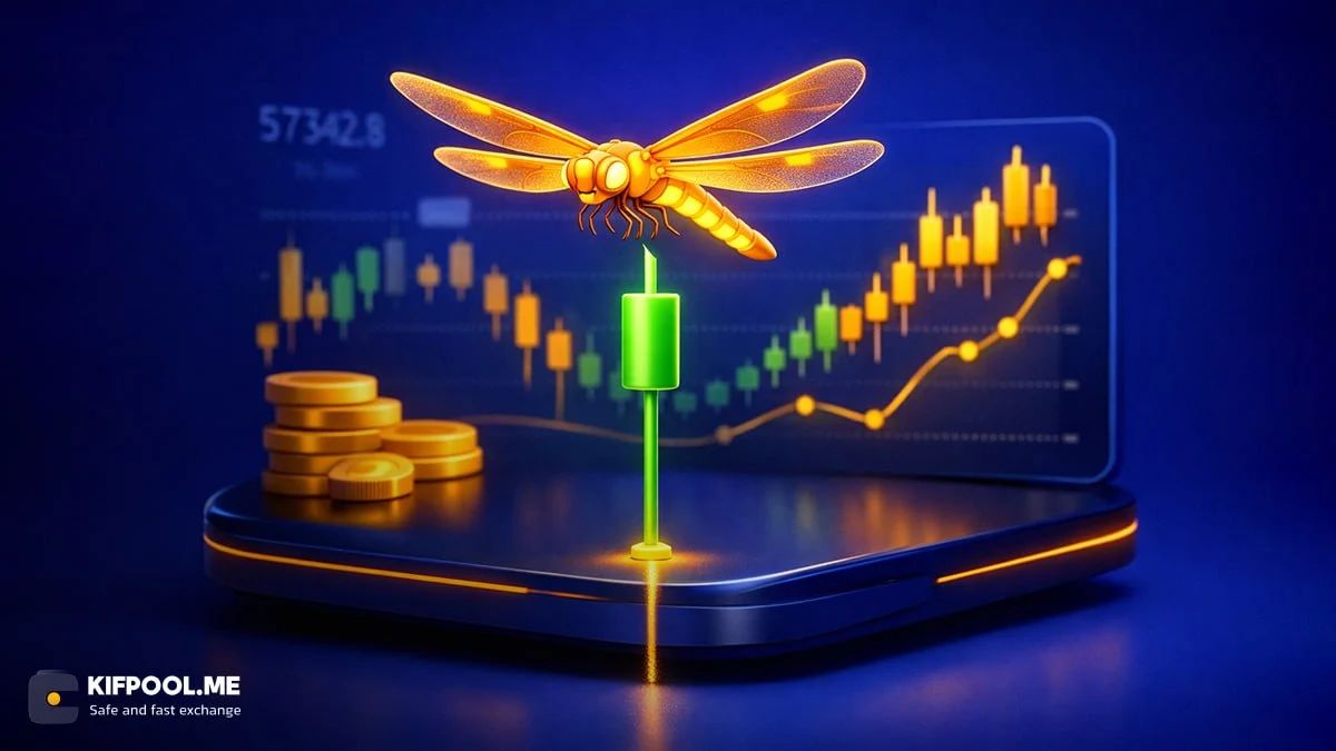کندل دوجی سنجاقک چیست؟ آموزش گام‌به‌گام تشخیص و معامله با Dragonfly Doji