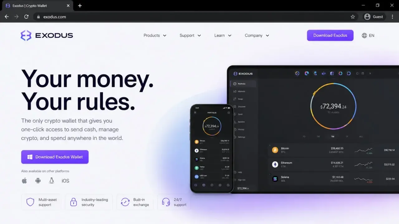 اگزودوس Exodus | صرافی کیف پول من