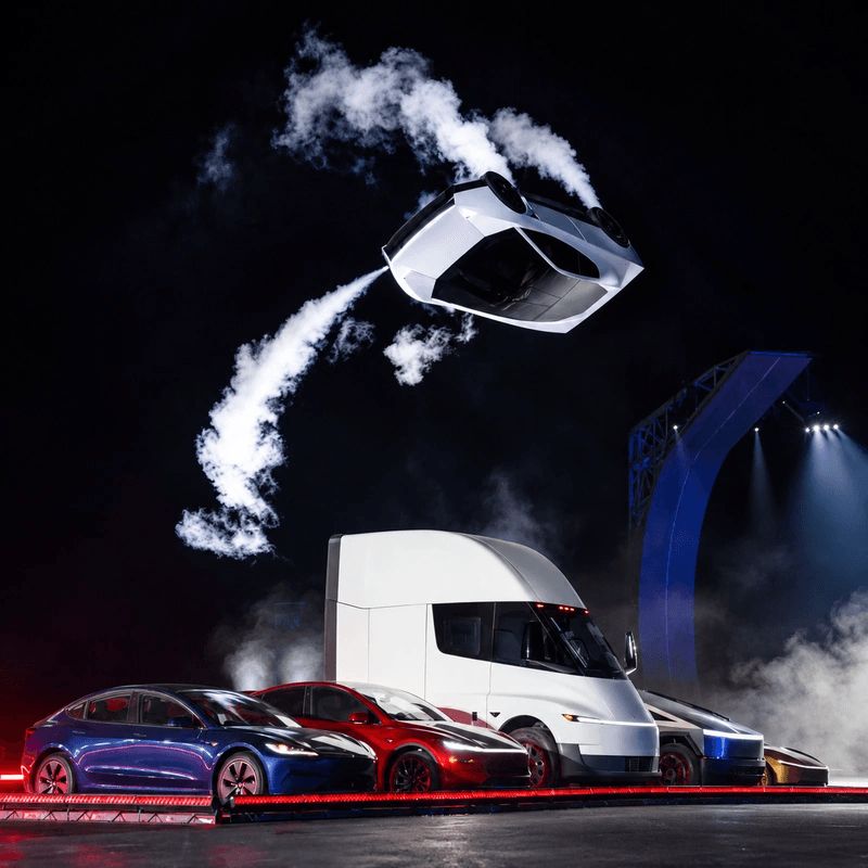 Flying Tesla Roadster