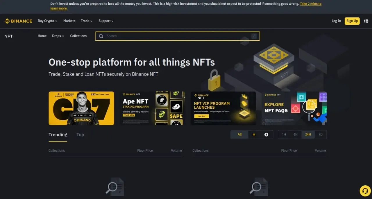 پلتفرم بایننس NFT | صرافی کیف پول من