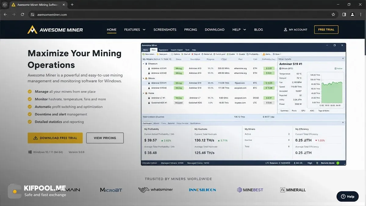 اوسام ماینر Awesome Miner قوی&zwnj;ترین ابزار برای مدیریت متمرکز چندین دستگاه ماینر | کیف پول من