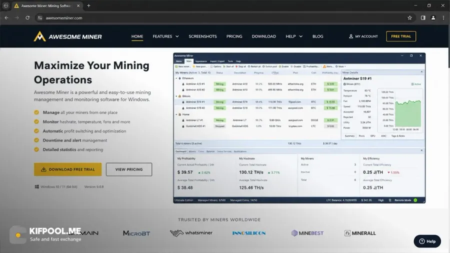 اوسام ماینر Awesome Miner قویترین ابزار برای مدیریت متمرکز چندین دستگاه ماینر | کیف پول من