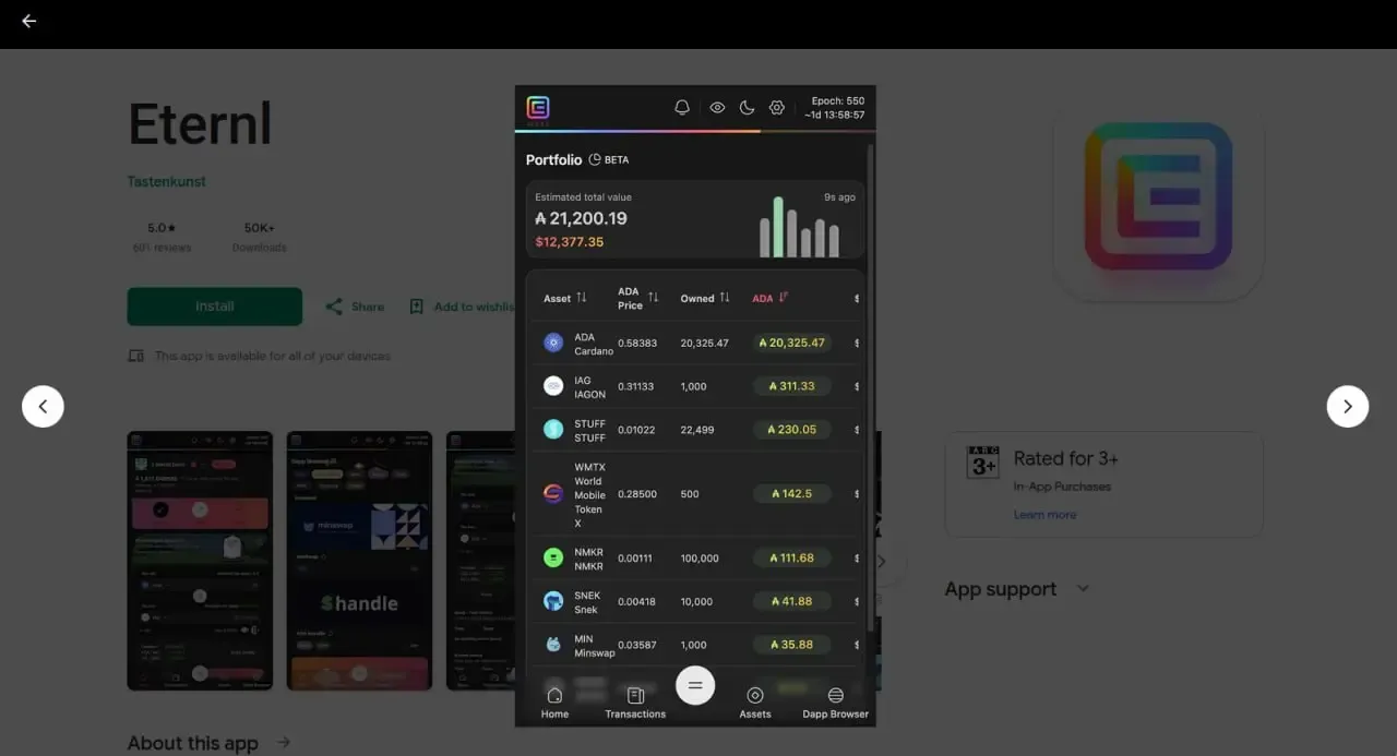 اترنل (Eternl) | صرافی کیف پول من