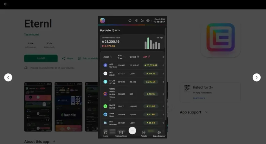 اترنل (Eternl) | صرافی کیف پول من
