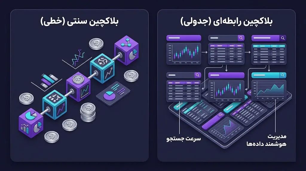 بلاکچین رابطه ای | بلاکچین سنتی | صرافی کیف پول من