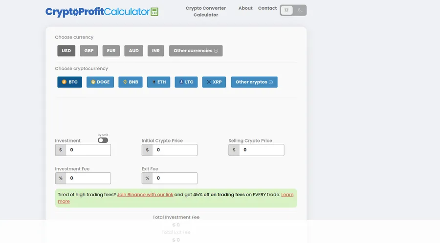 ابزار کریپتو پرافیت کلکیولیتور (CryptoProfitCalculator) | صرافی کیف پول من
