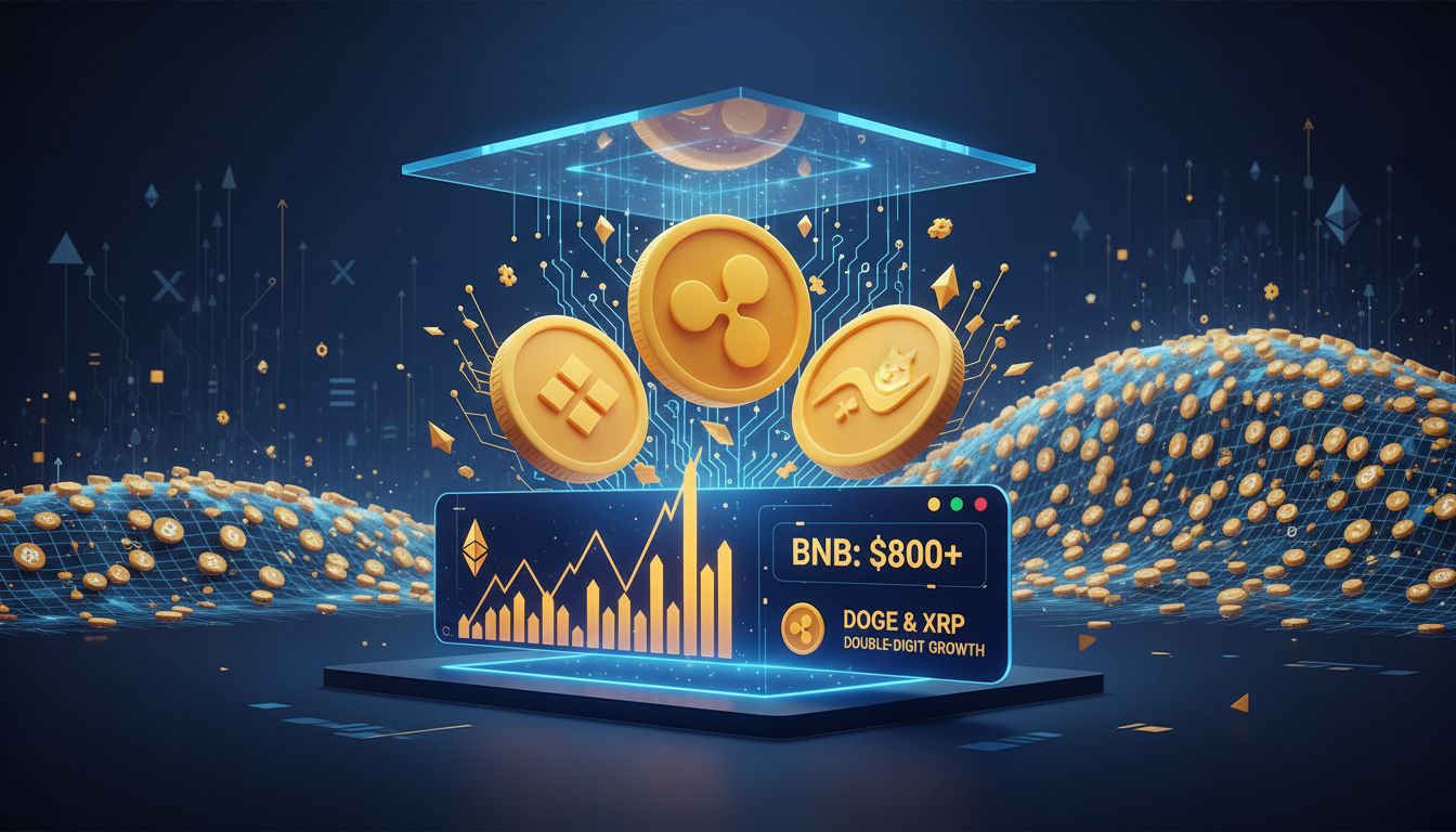 عبور BNB از ۸۰۰ دلار همزمان با رشد دو رقمی دوج‌کوین و ریپل در بازار آلت‌کوین‌ها