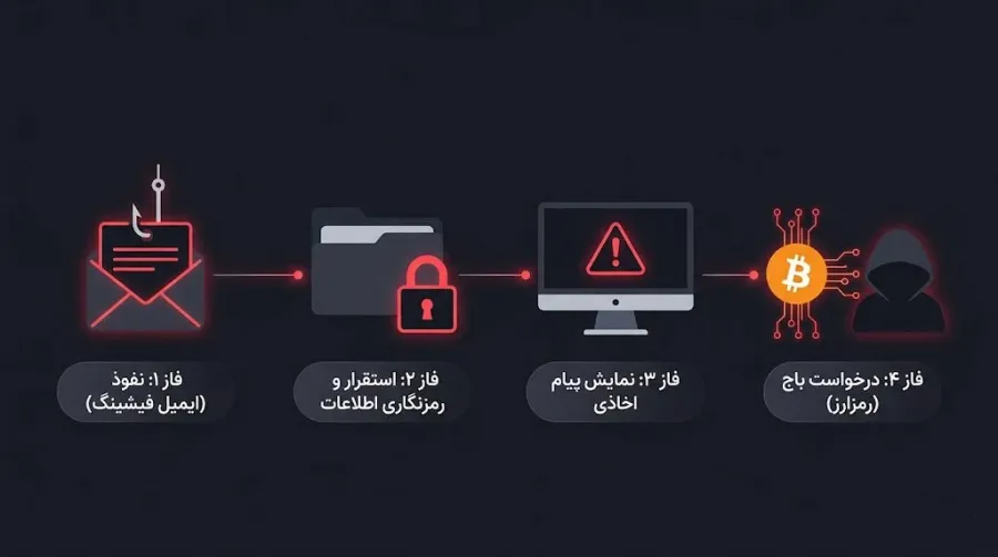 باج افزارها چگونه کار میکنند؟ بررسی مرحله به مرحله یک حمله سایبری | کیف پول من