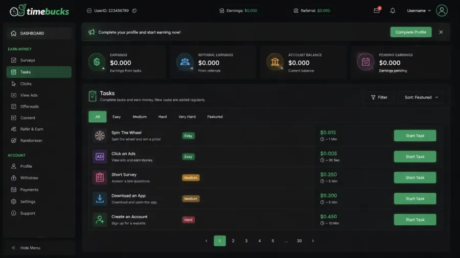 انجام تسکهای آنلاین در پلتفرم تایم باکس (Time Bucks) | صرافی کیف پول من