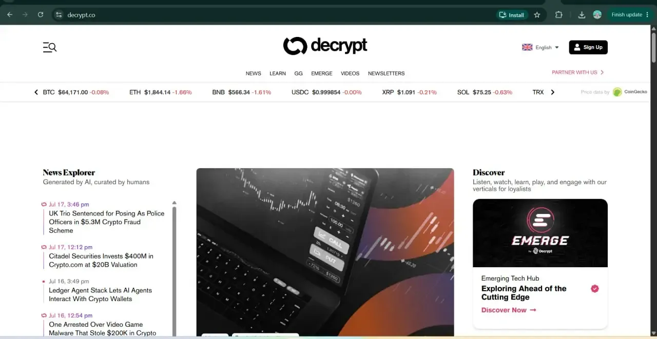 Decrypt | بهترین منبع برای درک مفاهیم وب 3، دیفای و NFT | صرافی کیف پول من