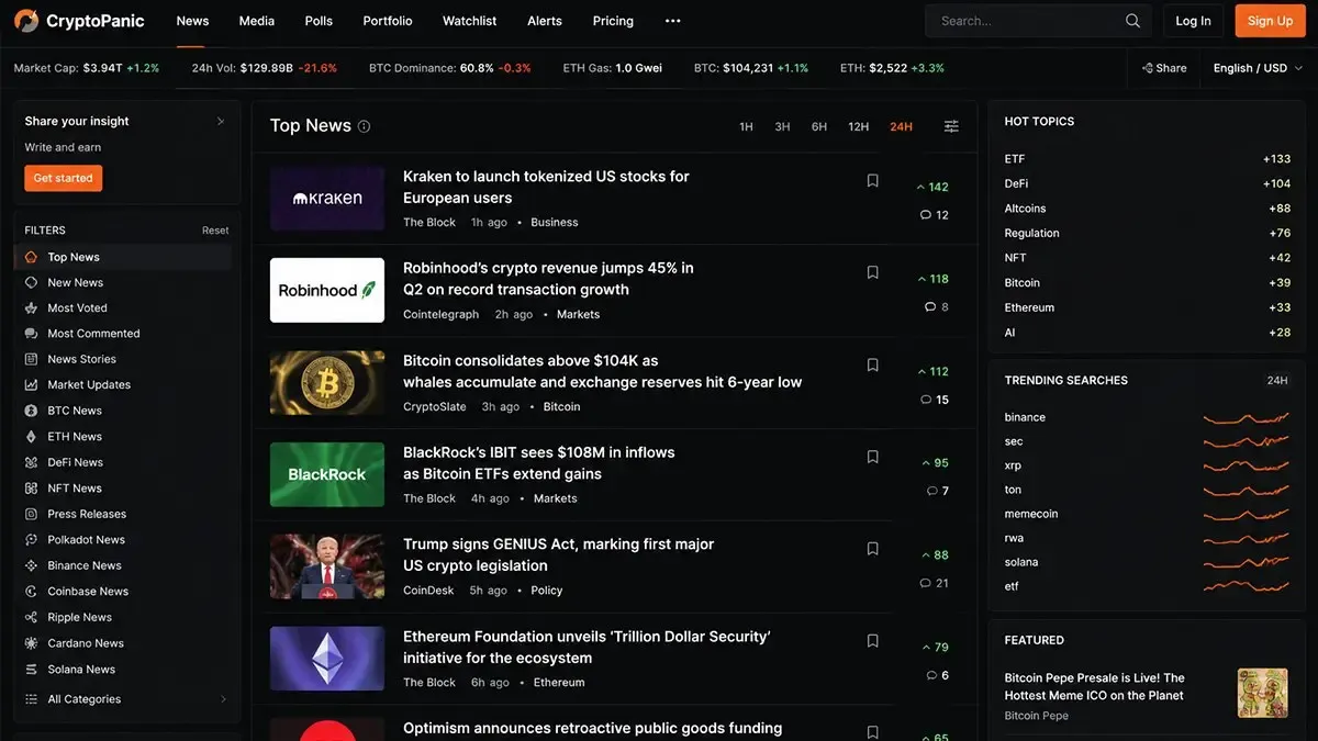 کریپتو پنیک (CryptoPanic) | صرافی کیف پول من