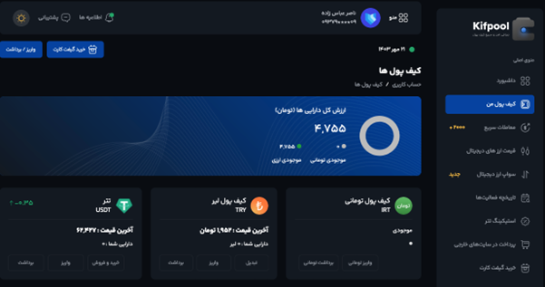 آموزش تصویری برداشت اتریوم روی شبکه لینیا از صرافی کیف پول من | کیف پول من | خرید اتریوم