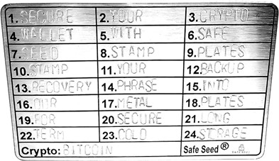 حفظ امنیت عبارت بازیابی | حک روی صفحات فلزی | کیف پول من | خرید بیت کوین